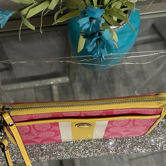 COACH Pink and Yellow Wallet Wristlet - Picture 5 of 14